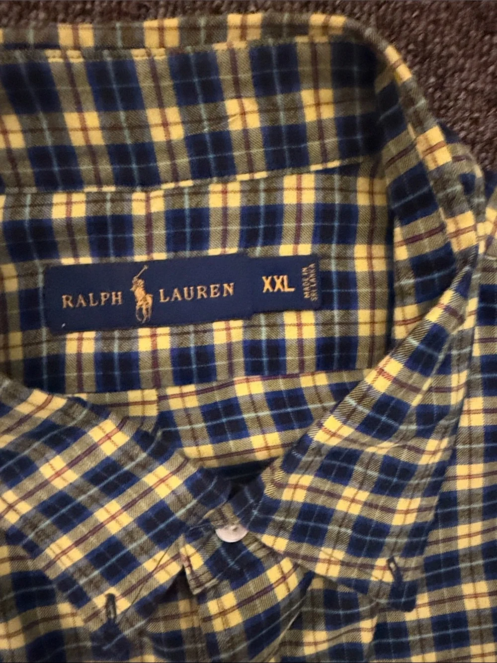 Ralph Lauren Yellow and Navy Plaid Button-Down Shirt
